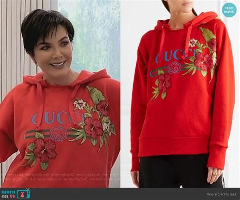 Kris’s red Gucci floral embroidered hoodie on Keeping 